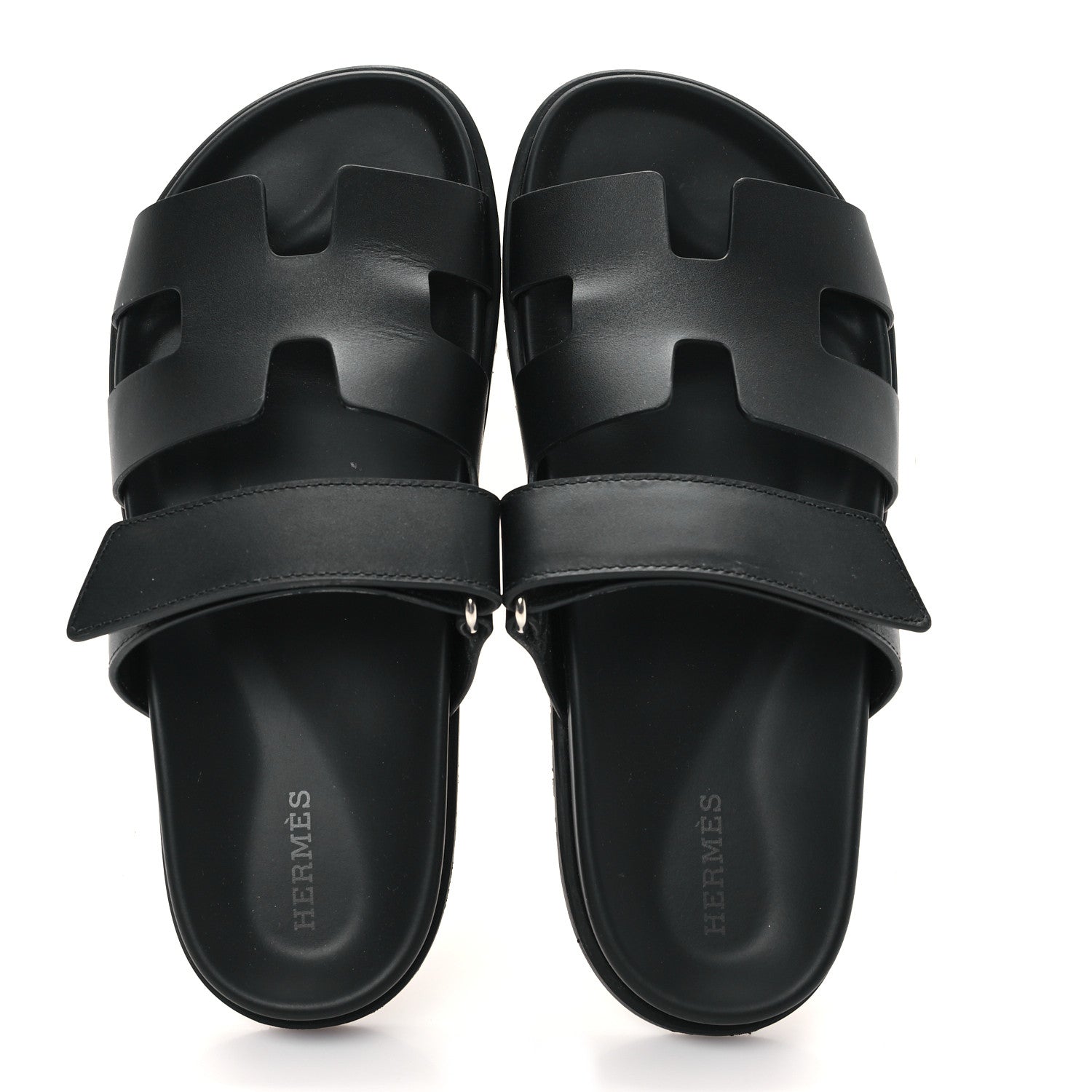 Hermes Calfskin Womens Chypre Sandals 38 Black 2 of 12