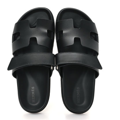 Hermes Calfskin Womens Chypre Sandals 38 Black 2 of 12