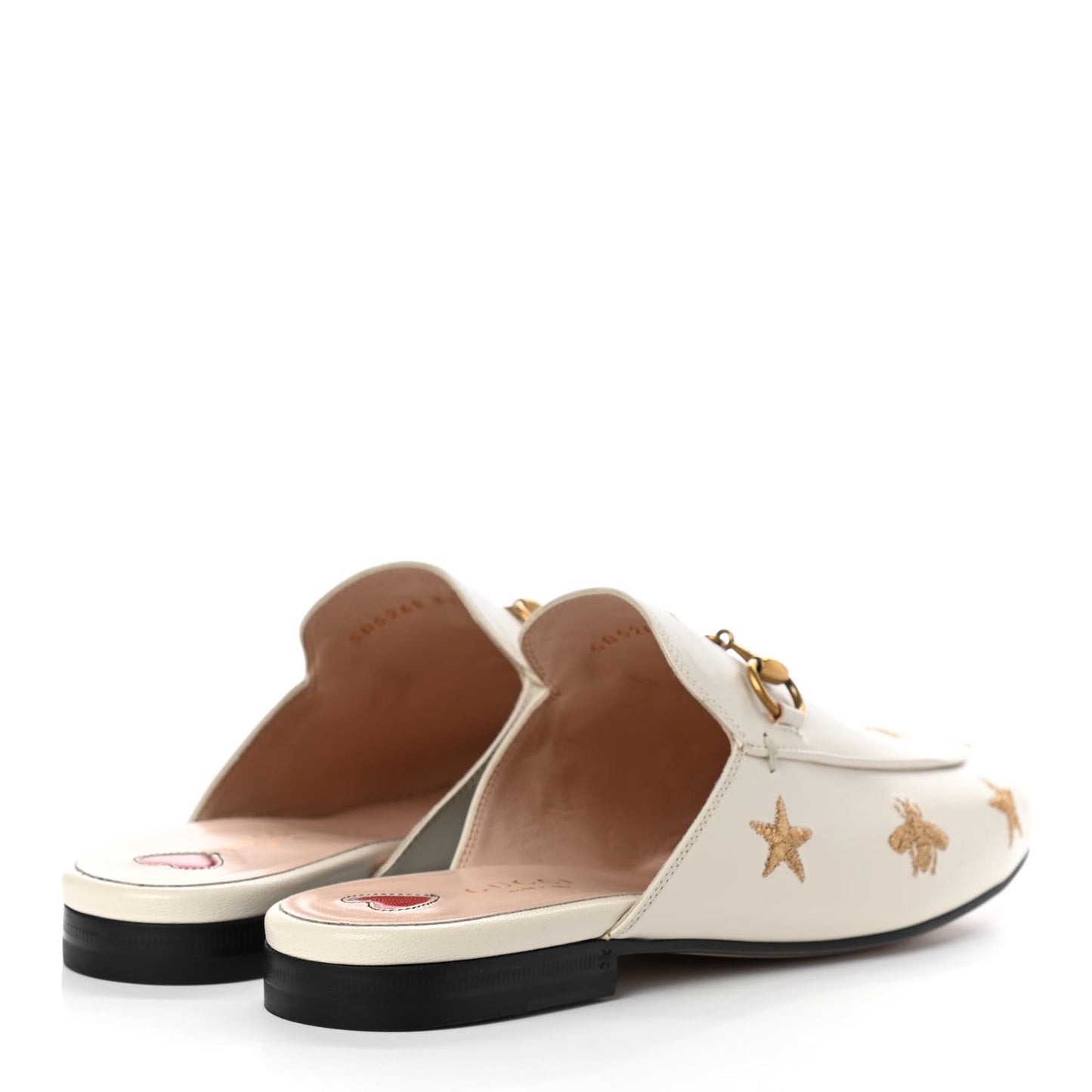 Goatskin Bee Star Embroidered Womens Princetown Slippers 37 Mystic White