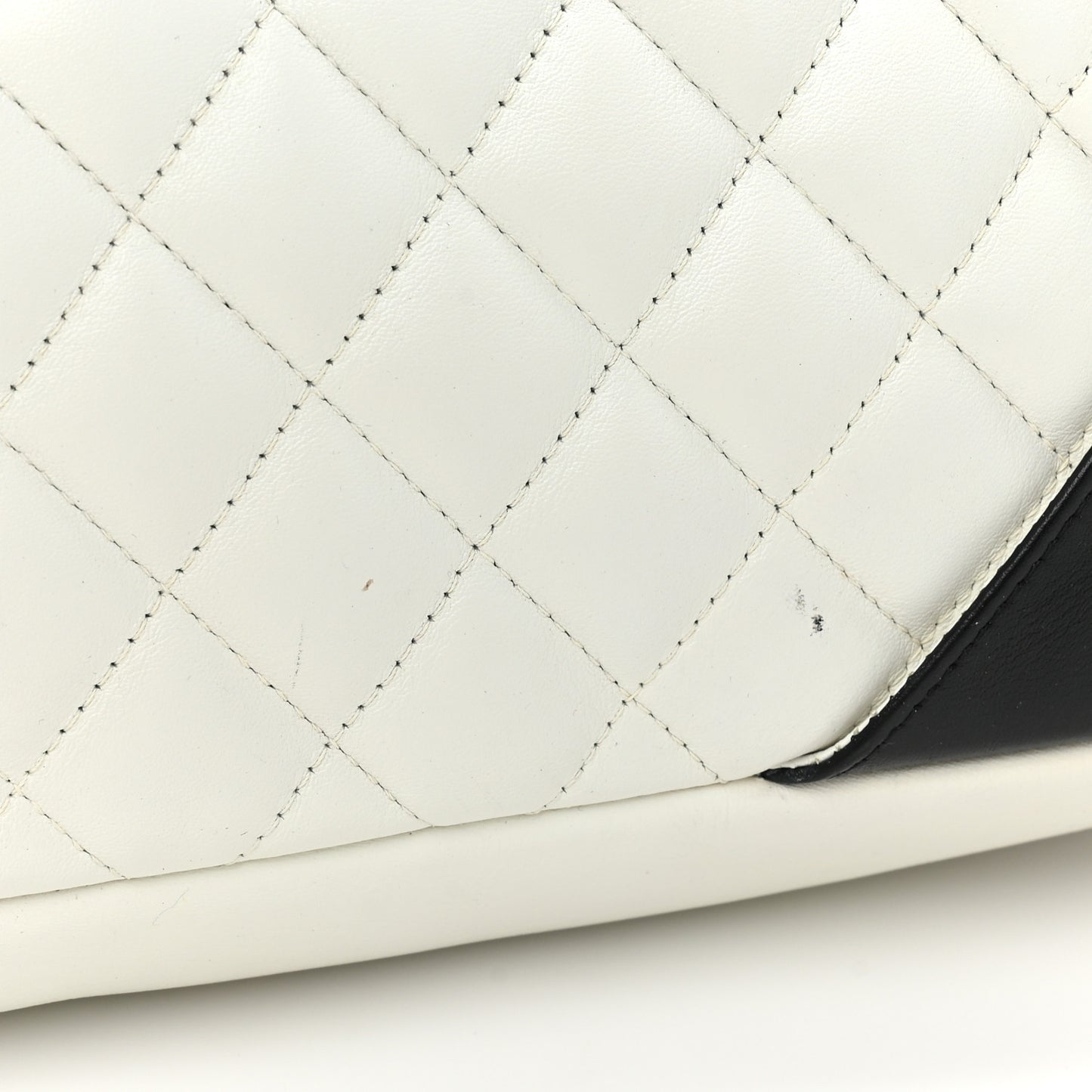 Calfskin Quilted Large Cambon Flap White Black