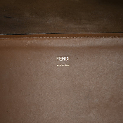 Fendi Glazed Fabric Plexiglass FF Logo Bikini Girls Medium Sunshine Shopper Tote Bianco Perla Multicolor Miele Scuro 6 of 9