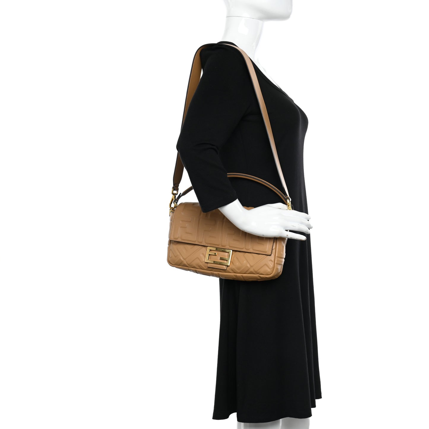 Nappa FF 1974 Embossed Baguette Miele Scuro