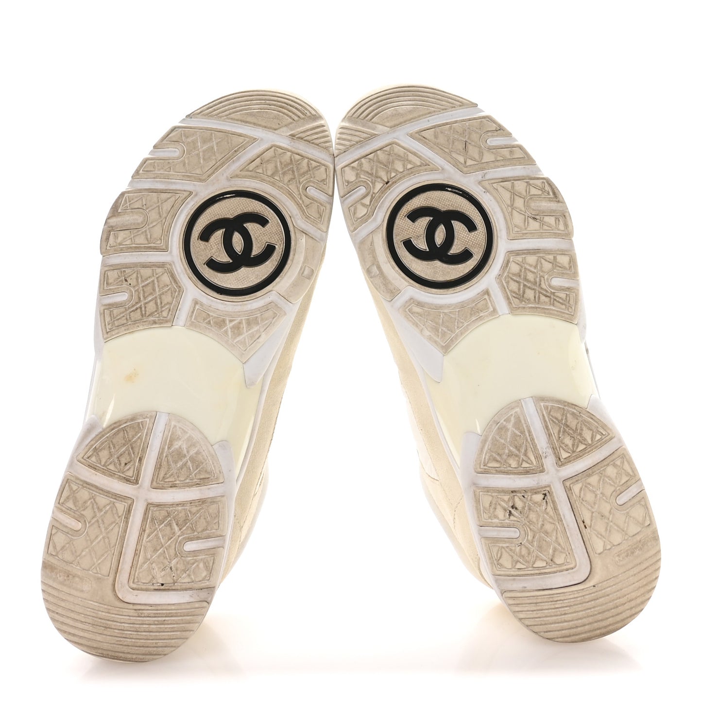 Suede Calfskin Fabric CC Sneakers 42 White