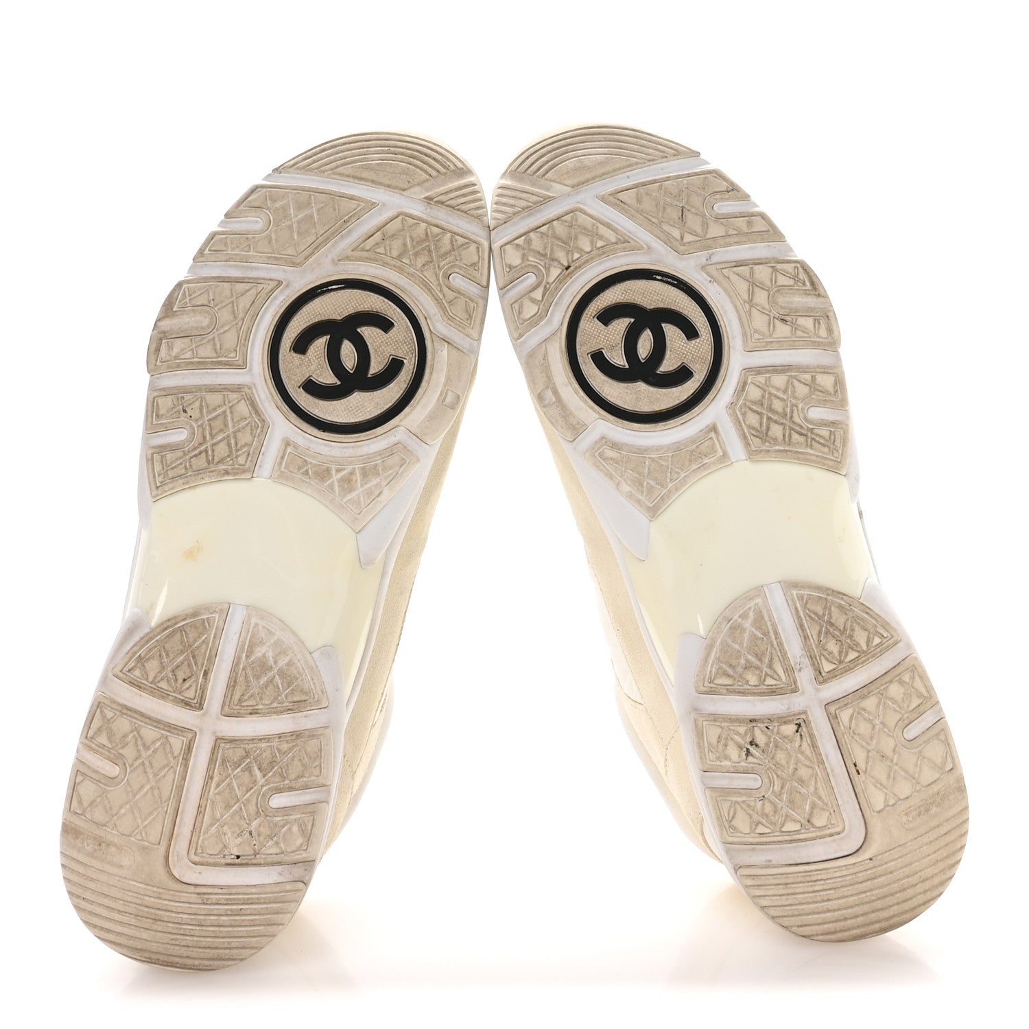 Chanel Suede Calfskin Fabric CC Sneakers 42 White 6 of 7