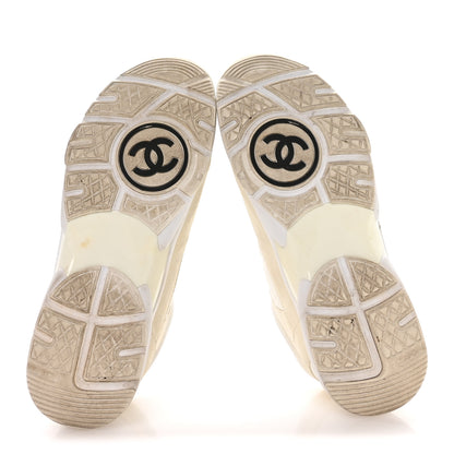 Chanel Suede Calfskin Fabric CC Sneakers 42 White 6 of 7