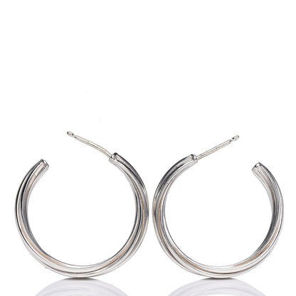 Tiffany Sterling Silver Melody Hoop Earrings 3 of 9