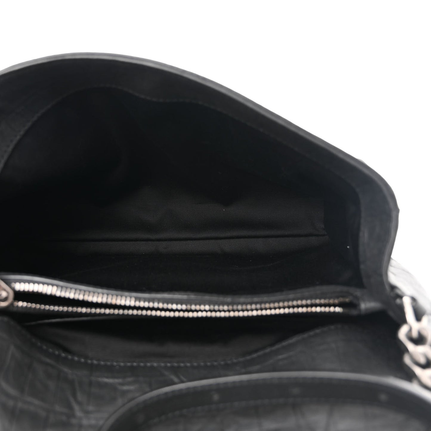 Calfskin Crocodile Embossed Medium West Hollywood Monogram Fold-Over Black