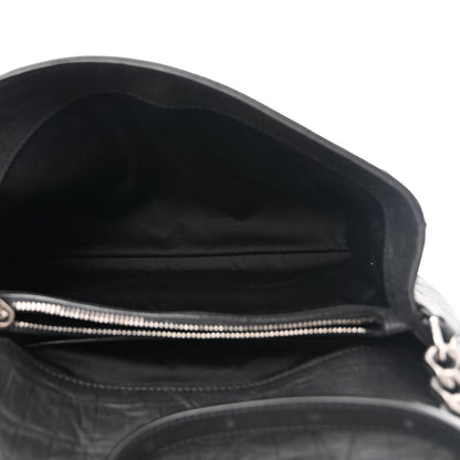 Saint Laurent Calfskin Crocodile Embossed Medium West Hollywood Monogram Fold-Over Black 5 of 11