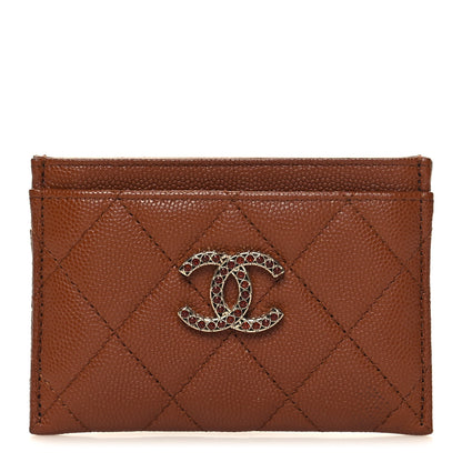 Chanel Shiny Caviar Quilted Strass Quilted Crystal Card Holder 1 of 10