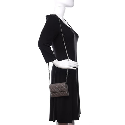 Chanel Lambskin Quilted Pearl My Shoulder Mini French Wallet On Chain WOC Silver 2 of 12