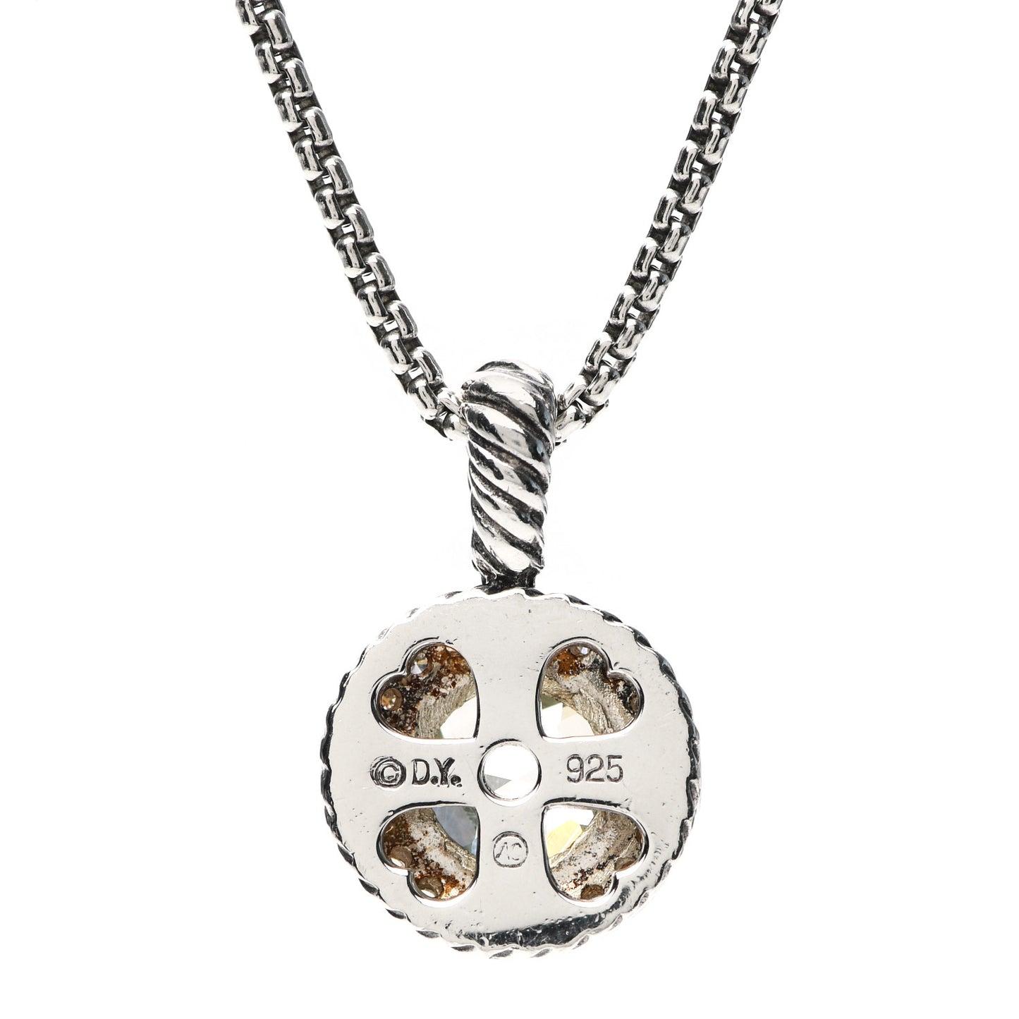 Sterling Silver Diamond Prasiolite 8mm Petite Cerise Pendant Necklace