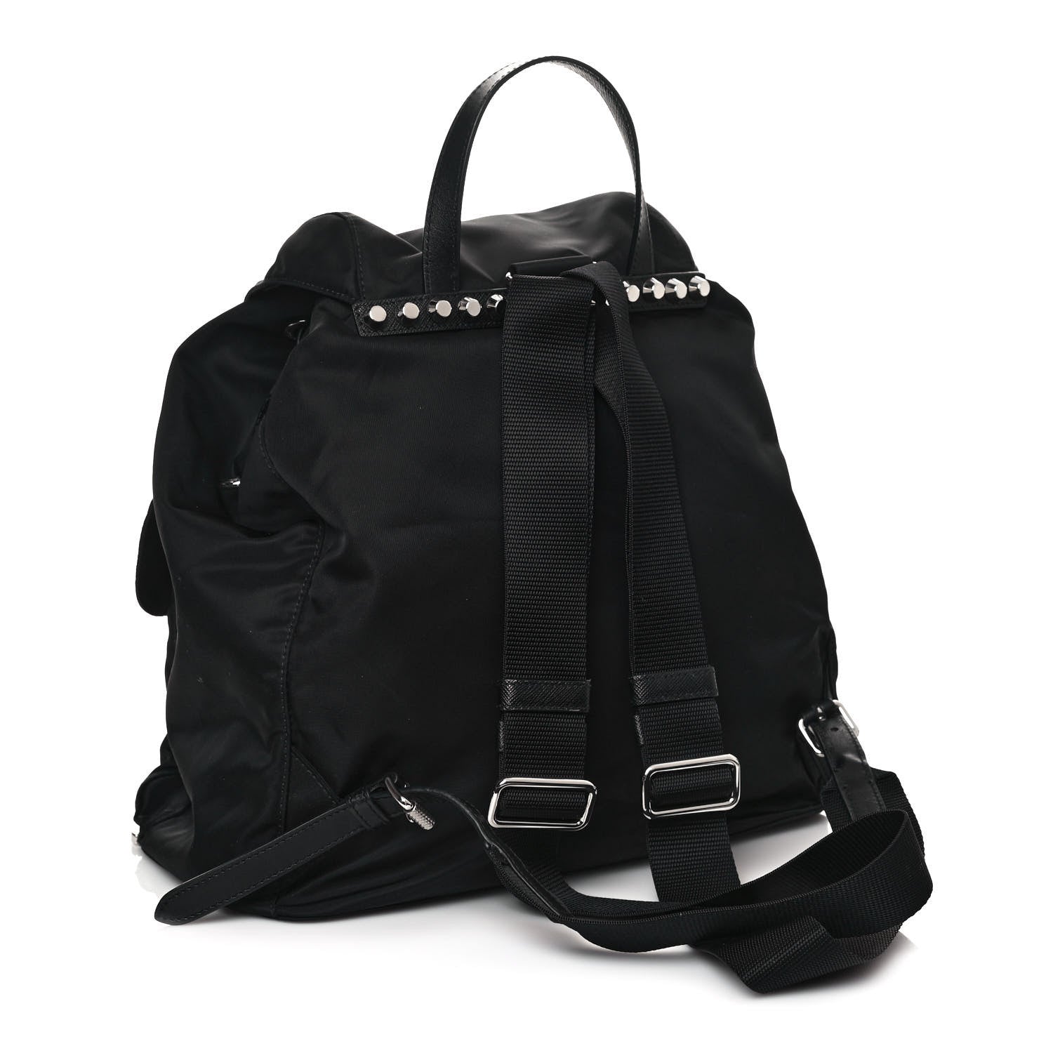 Prada Nylon New Vela Studded Backpack Black 3 of 14