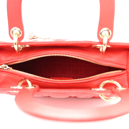 Christian Dior Lambskin Cannage Medium Lady Dior Red 5 of 16