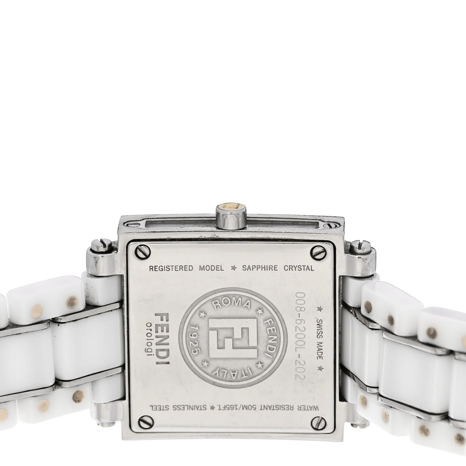 Fendi Stainless Steel Ceramic 25mm Quadro Quartz Watch White 4 of 5