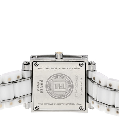 Fendi Stainless Steel Ceramic 25mm Quadro Quartz Watch White 4 of 5