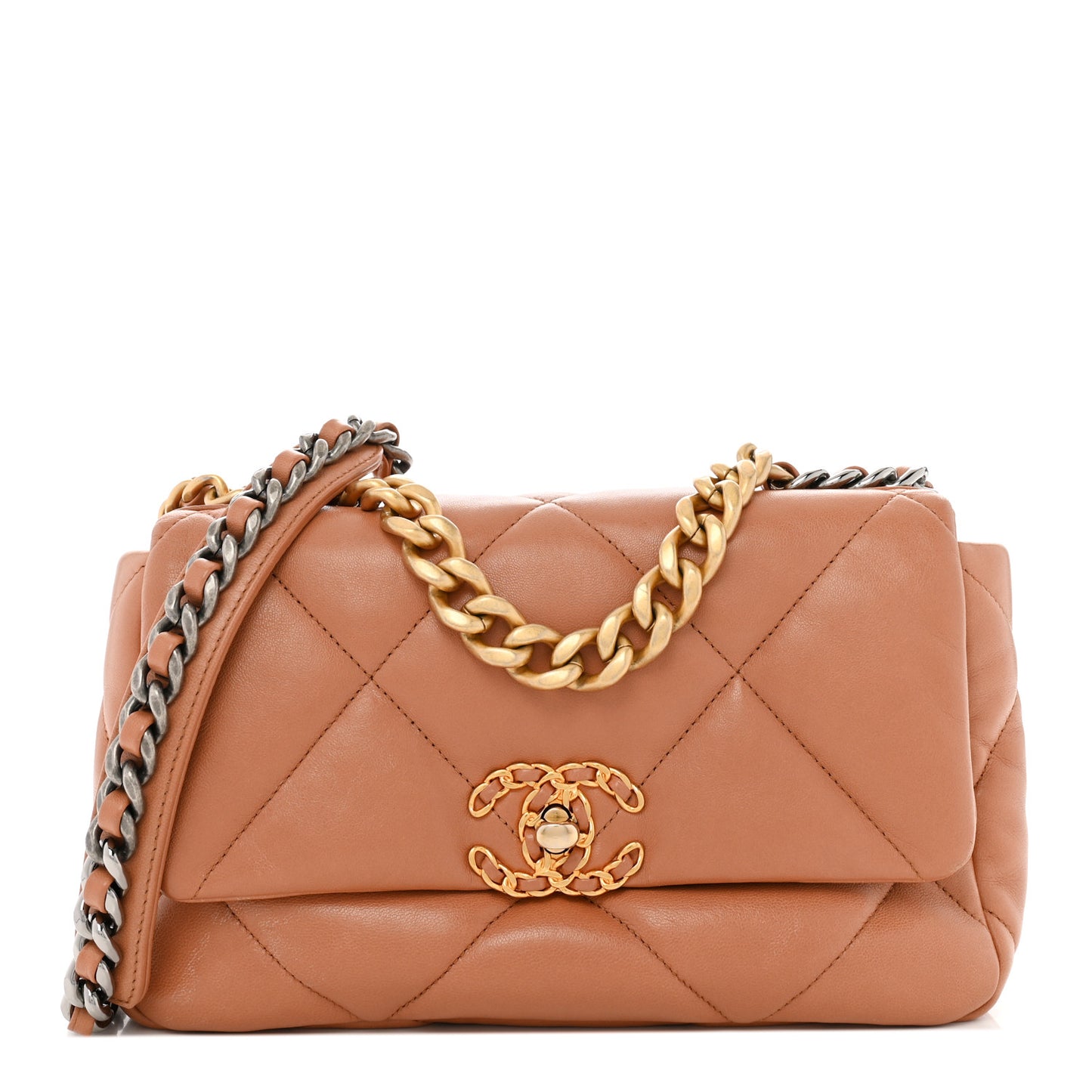 Lambskin Quilted Medium Chanel 19 Flap Brown