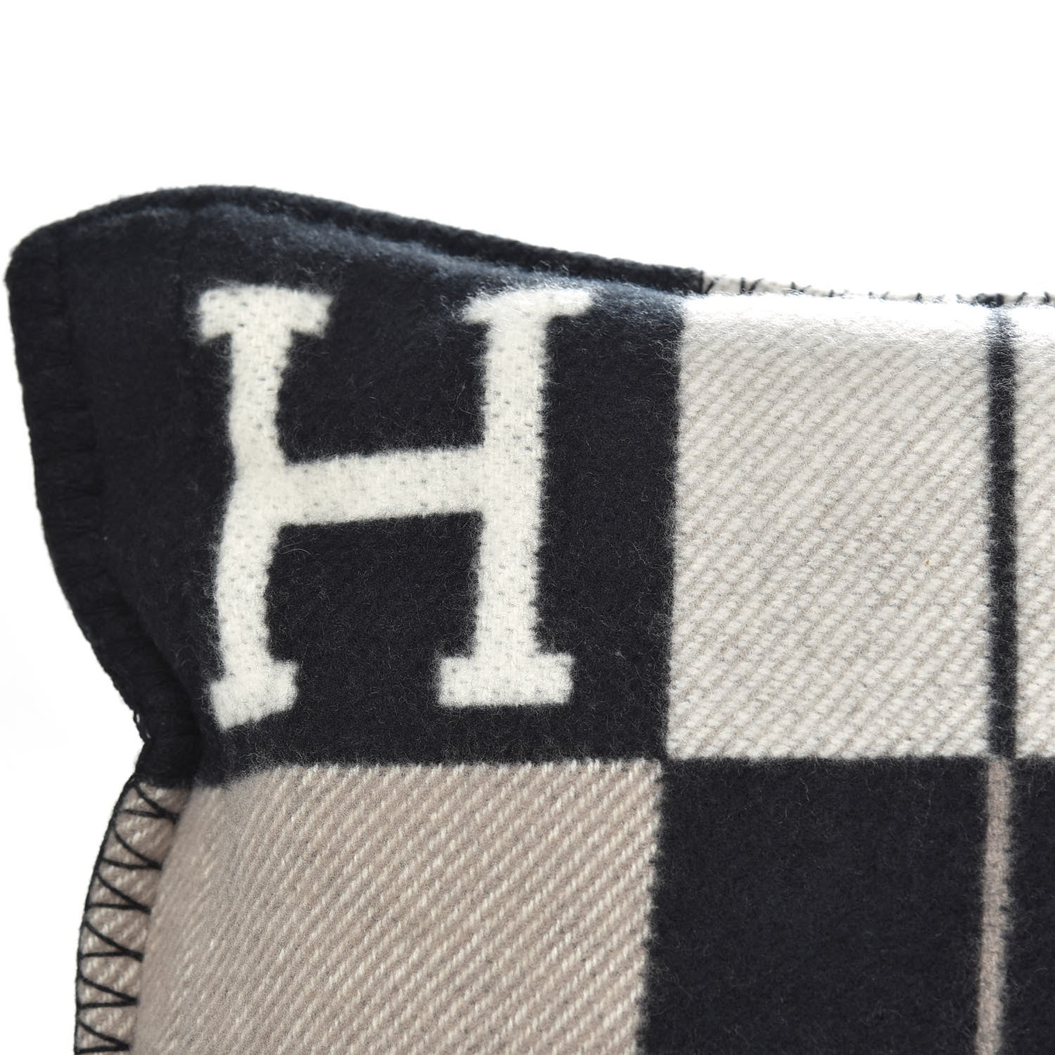 Hermes Wool Cashmere Avalon III Pillow PM Ecru Black 6 of 6