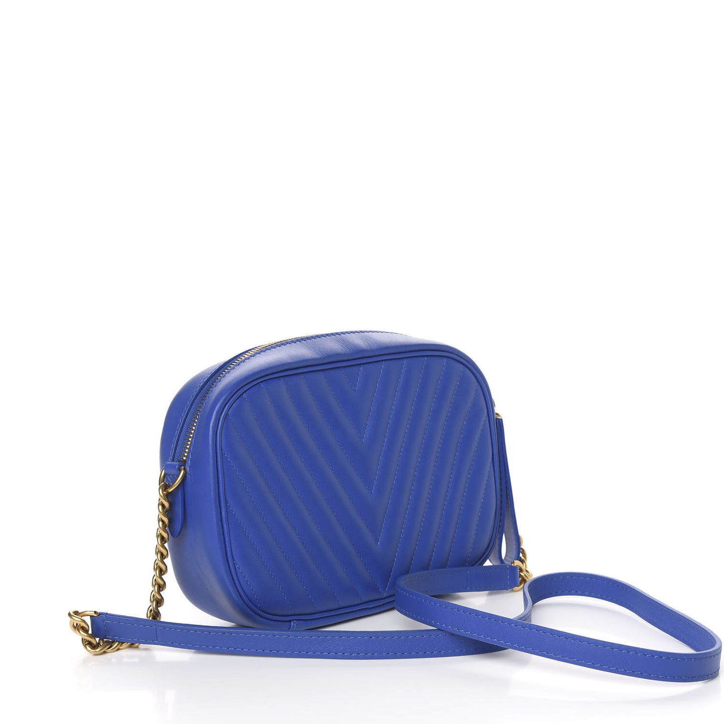 Calfskin New Wave Camera Bag Bleu Neon