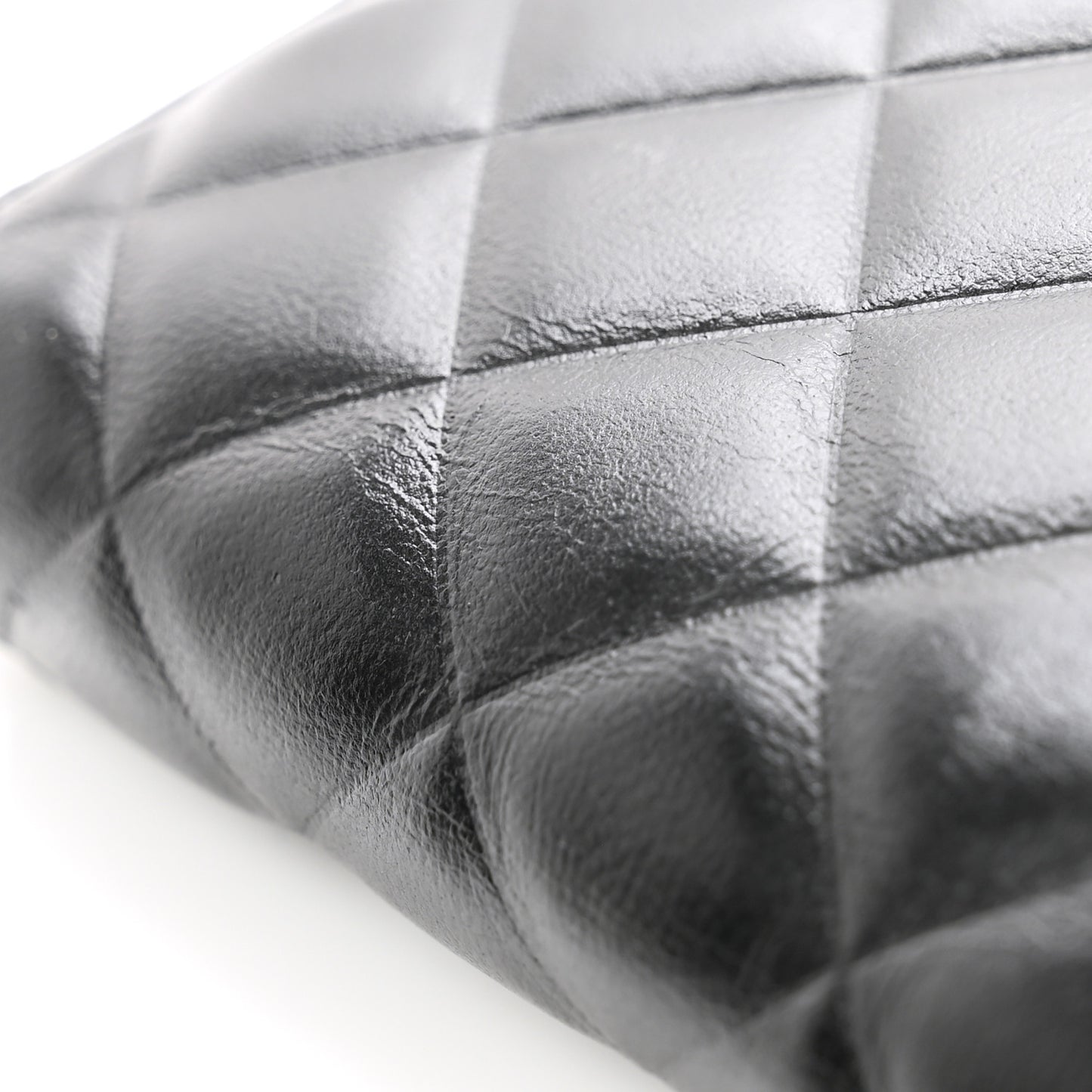 Lambskin Quilted Diamond Zip Around Wallet Black
