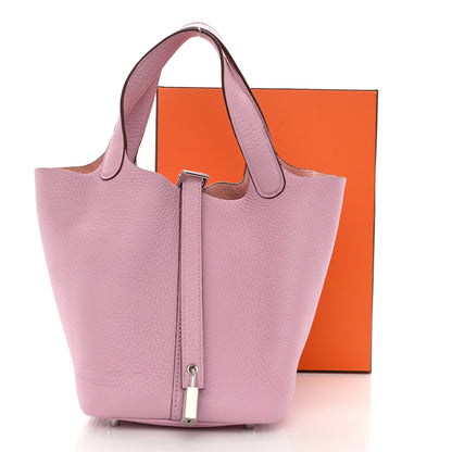 Hermes Taurillon Clemence Picotin Lock 18 PM Mauve Sylvestre 11 of 11