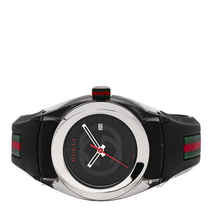 Gucci Stainless Steel Rubber 36mm Sync Web Quartz Watch Black 2 of 4