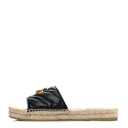 Gucci Nappa Matelasse GG Marmont Espadrille Slide Sandals 38.5 Black 1 of 4