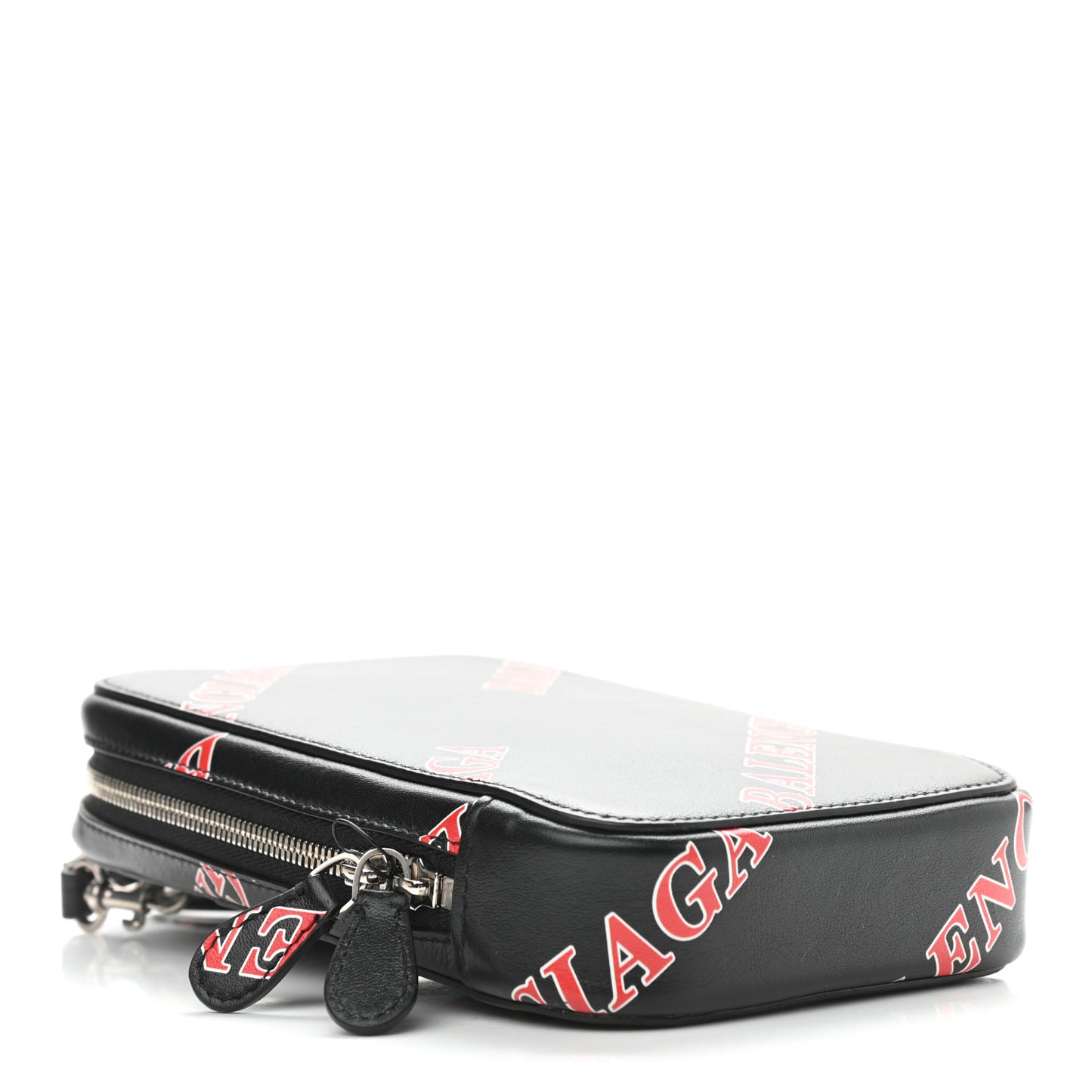 Calfskin Logo Print Cash Phone Holder Bag Black Red