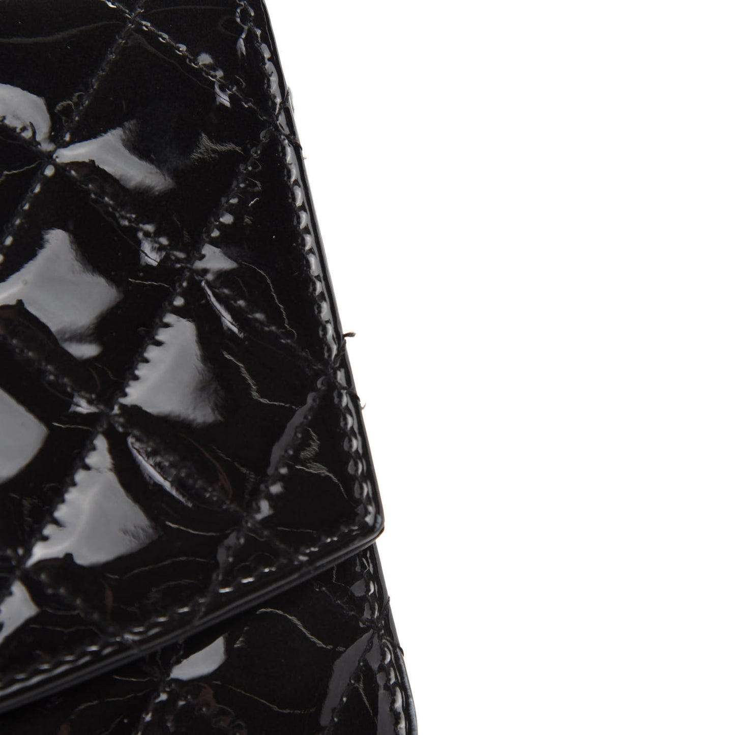 Patent Quilted Brilliant Wallet On Chain WOC Black