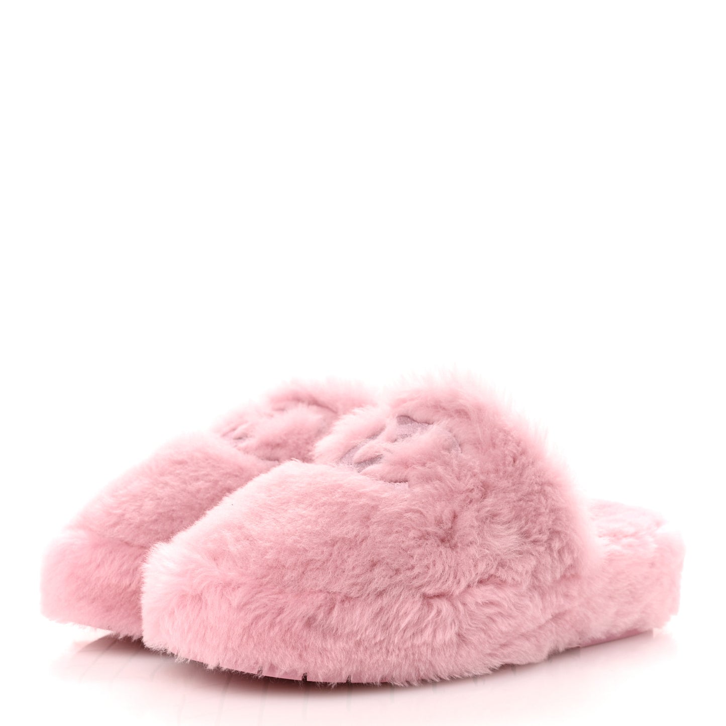Shearling CC Flat Mules 37 Pink