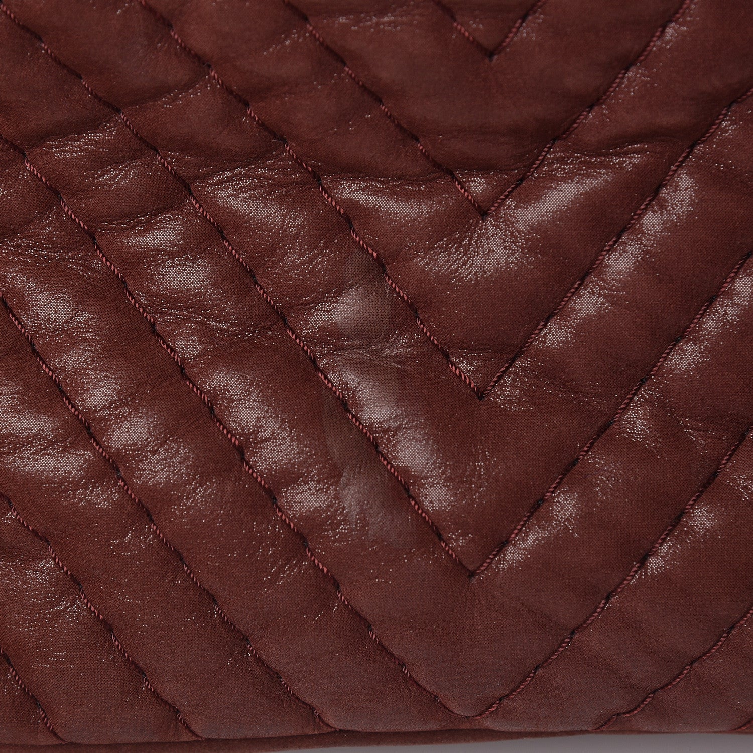 Chanel Iridescent Calfskin Chevron Quilted Surpique Tote Burgundy 8 of 17