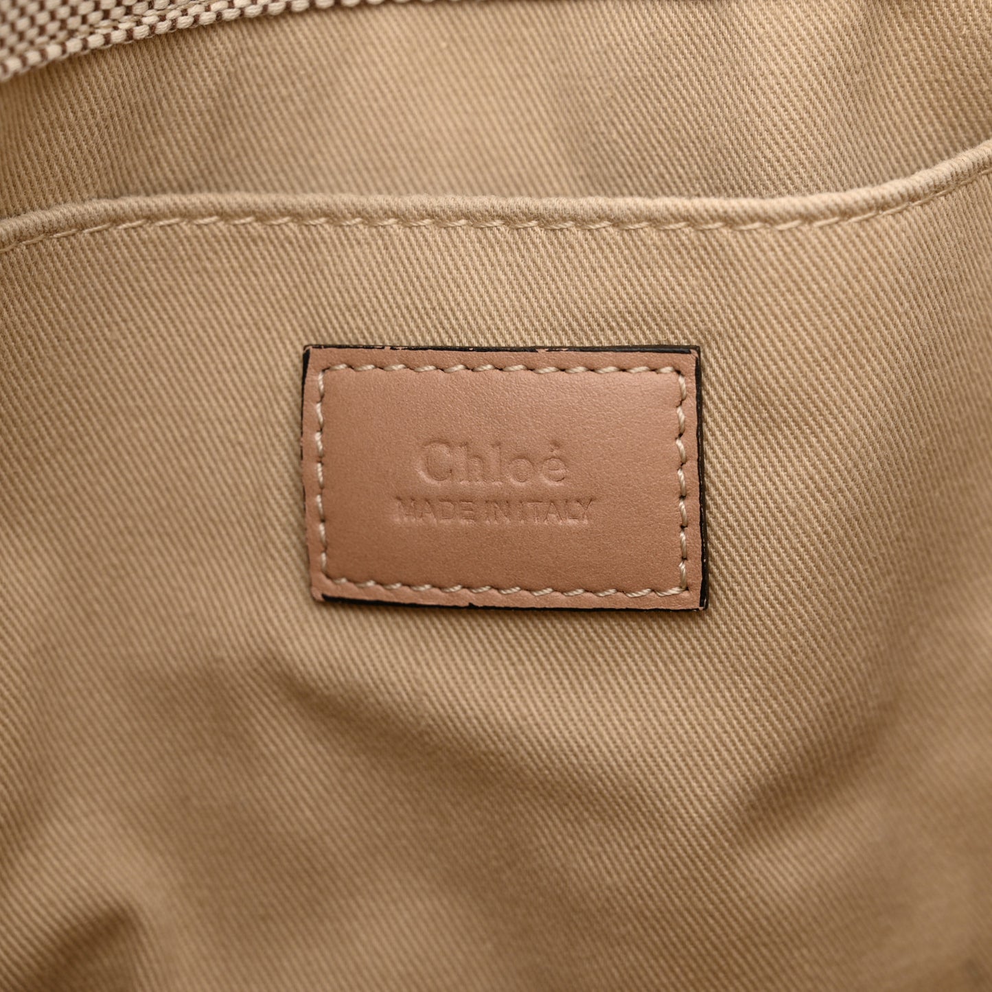 Linen Calfskin Medium Woody Ribbon Tote Argil Brown