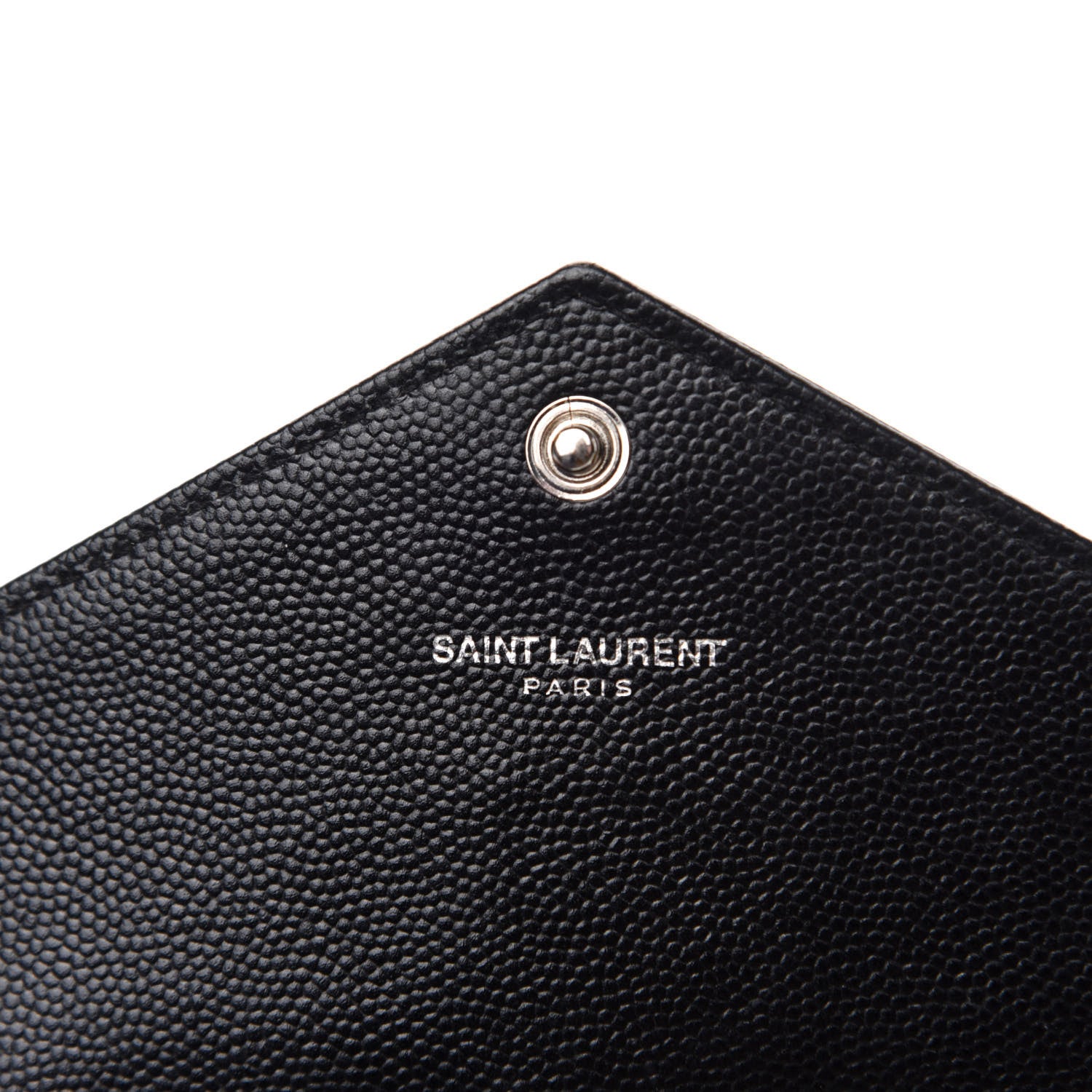 Saint Laurent Grain De Poudre Matelasse Chevron Monogram Flap Wallet Black 6 of 7