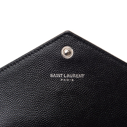 Saint Laurent Grain De Poudre Matelasse Chevron Monogram Flap Wallet Black 6 of 7