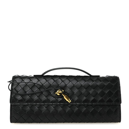 Bottega Veneta Nappa Intrecciato Long Andiamo Top Handle Clutch Black 1 of 7