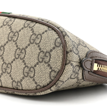 Gucci GG Supreme Monogram Textured Calfskin Web Large Ophidia Cosmetic Case Beige Ebony New Acero 8 of 10