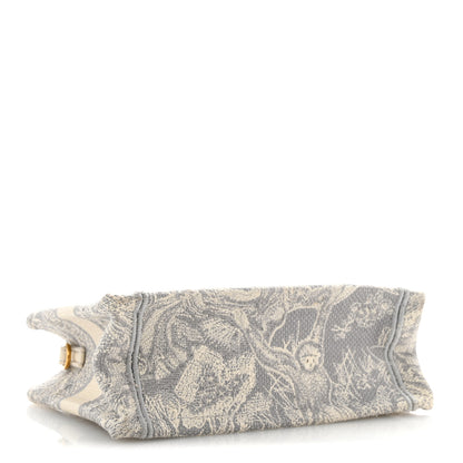 Christian Dior Canvas Embroidered Toile De Jouy Reverse Mini Book Tote With Strap Grey 4 of 14