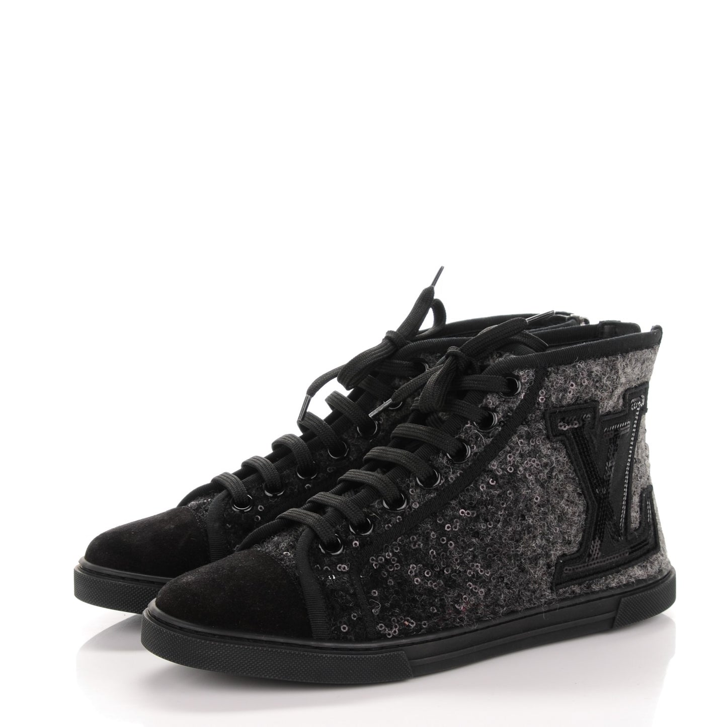 Wool Sequin Punchy High Top Sneakers 36.5 Anthracite
