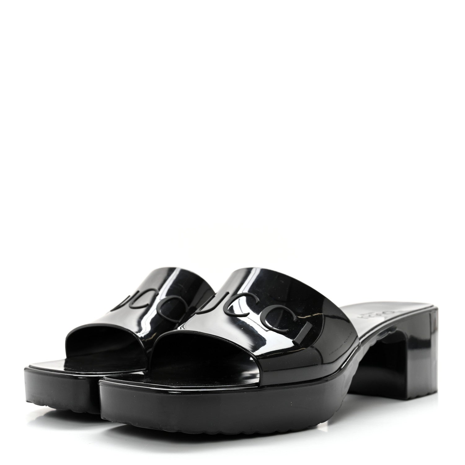Gucci Rubber Gucci Logo Womens Platform 20/60mm Slide Sandals 41 Black 3 of 13