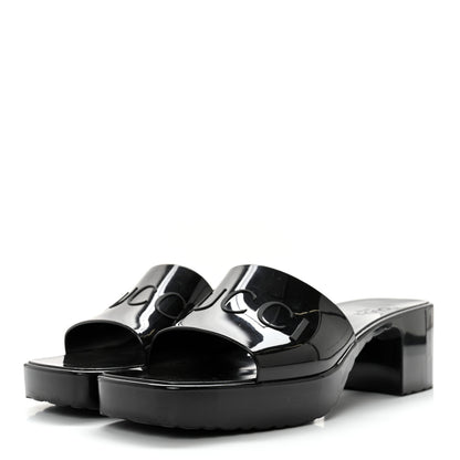 Gucci Rubber Gucci Logo Womens Platform 20/60mm Slide Sandals 41 Black 3 of 13