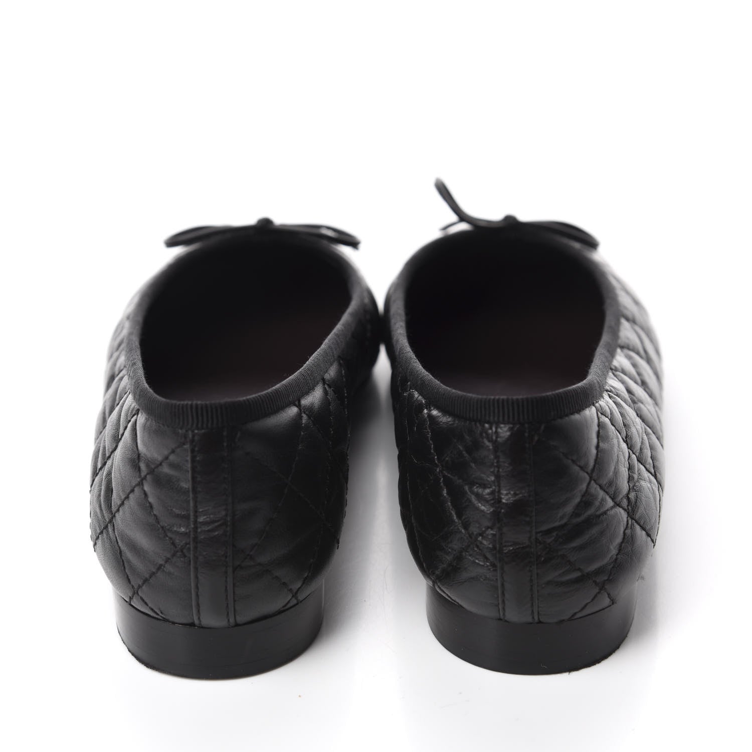 Chanel Aged Calfskin Quilted Cap Toe Ballerina Flats 38 Black 5 of 10