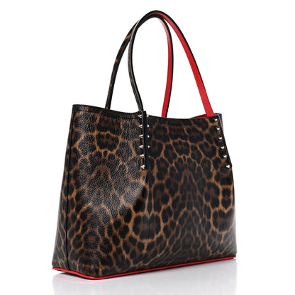 Christian Louboutin Calfskin Empire Leopard Print Spiked Large Cabarock Shopper Tote Brown 3 of 17