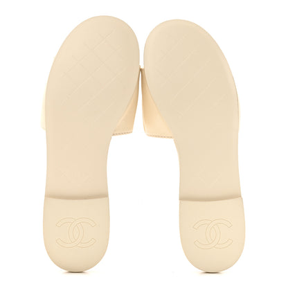 Chanel Lambskin Quilted Turnlock Flat Mules 39 Light Beige 12 of 26