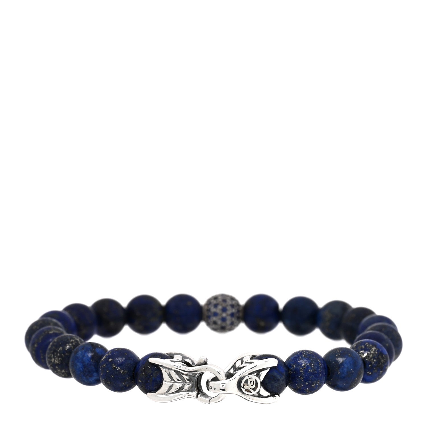 David Yurman Sterling Silver Blue Sapphire Lapis Lazuli 8mm Spiritual Beads Bracelet 2 of 3