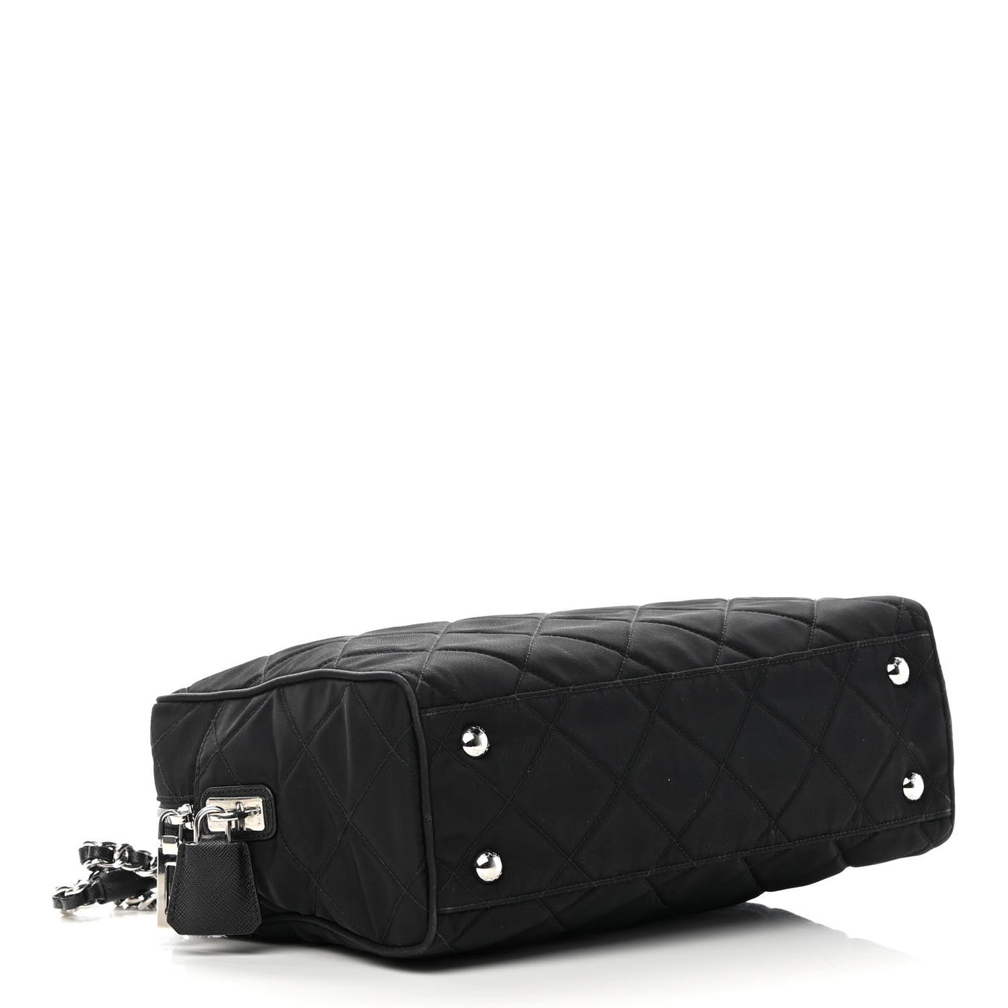 Nylon Tessuto Impuntu Quilted Shoulder Bag Black
