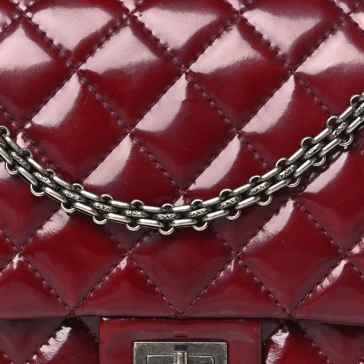 Chanel Patent Quilted 2.55 Reissue 226 Flap Burgundy 8 of 11