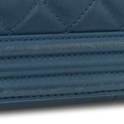 Chanel Lambskin Quilted New Medium Boy Flap Dark Blue 14 of 15