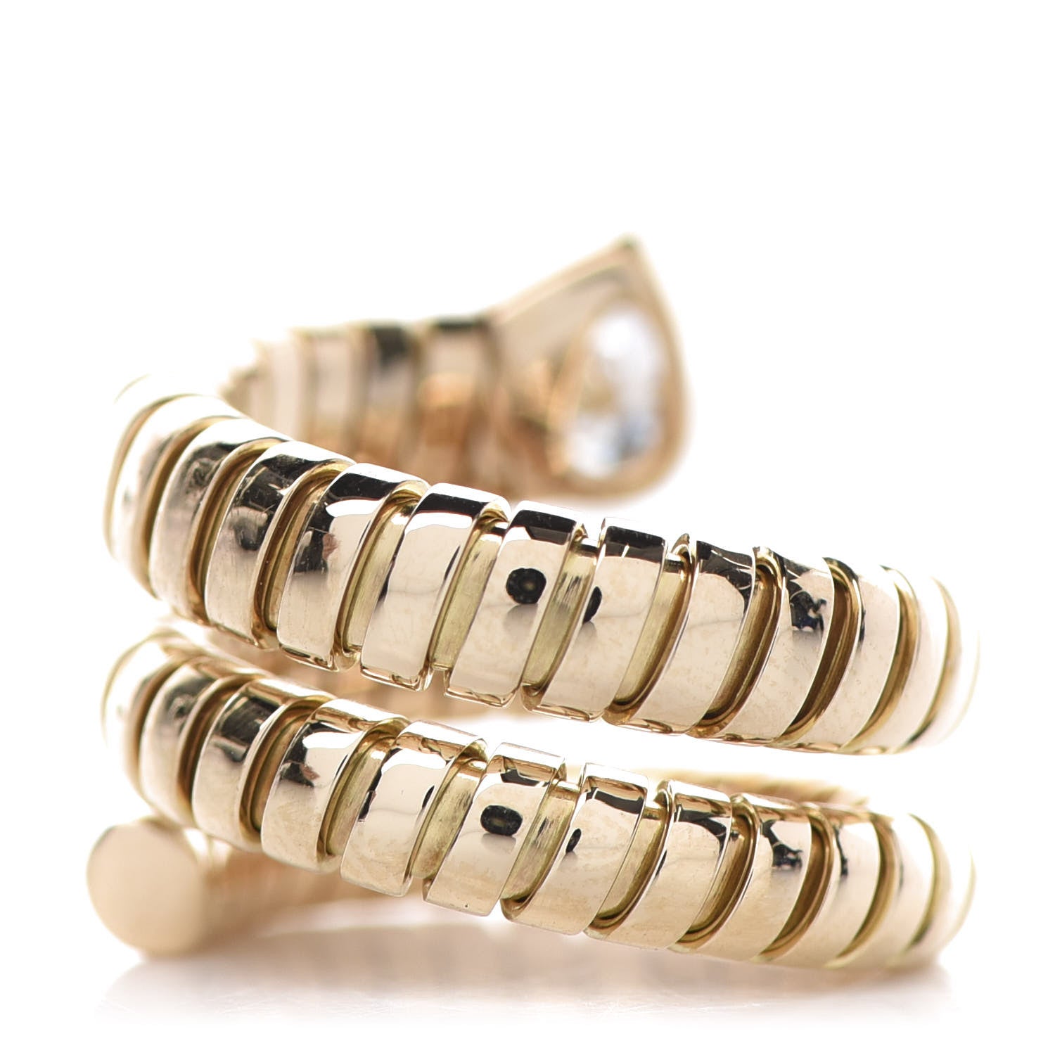 Bulgari 18K Yellow Gold Diamond Tubogas Ring 49 5 3 of 4