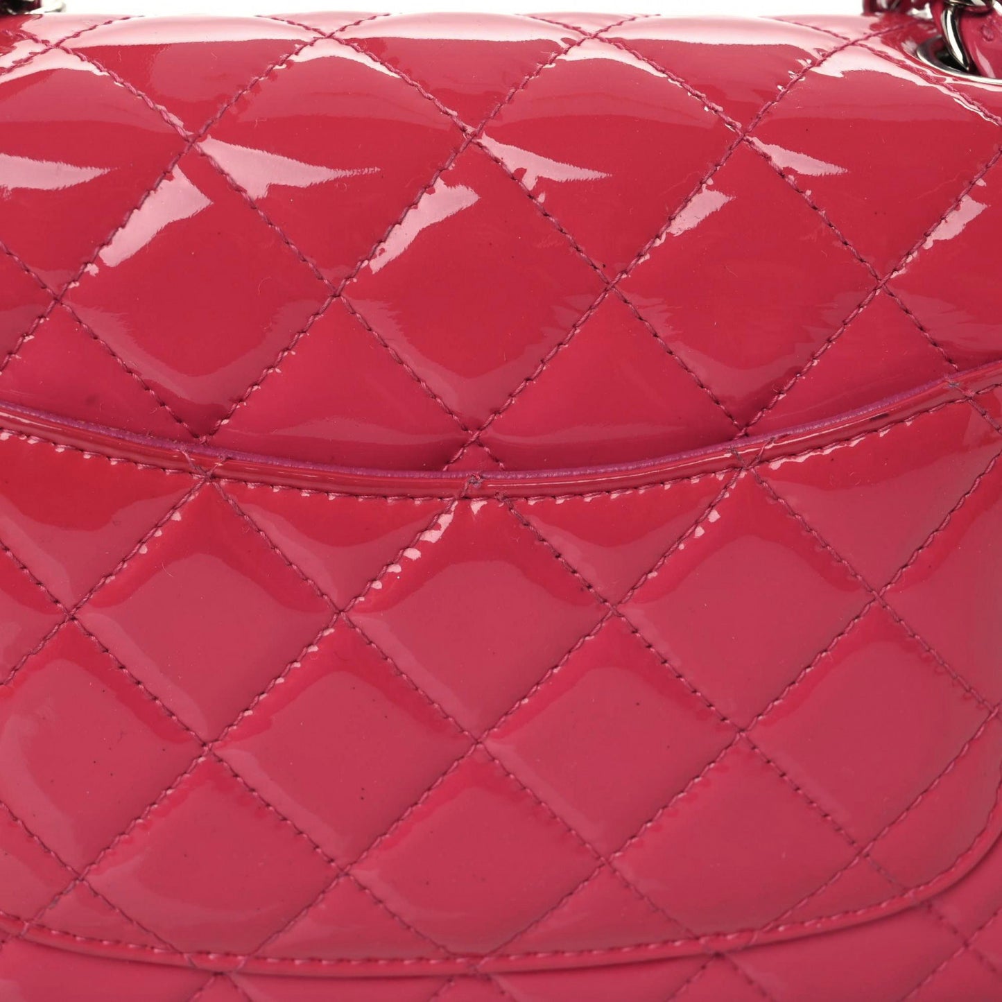 Patent Calfskin Quilted Mini Rectangular Flap Pink