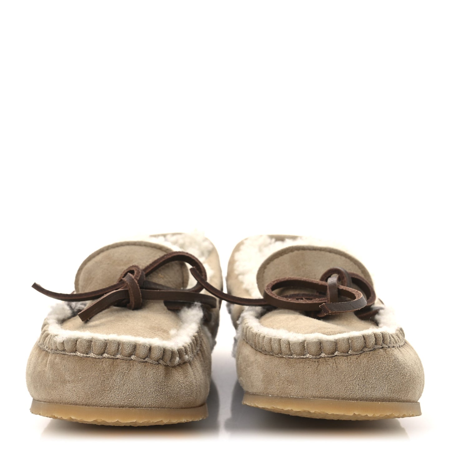 Shearling Moccasin Loafers 35 Beige