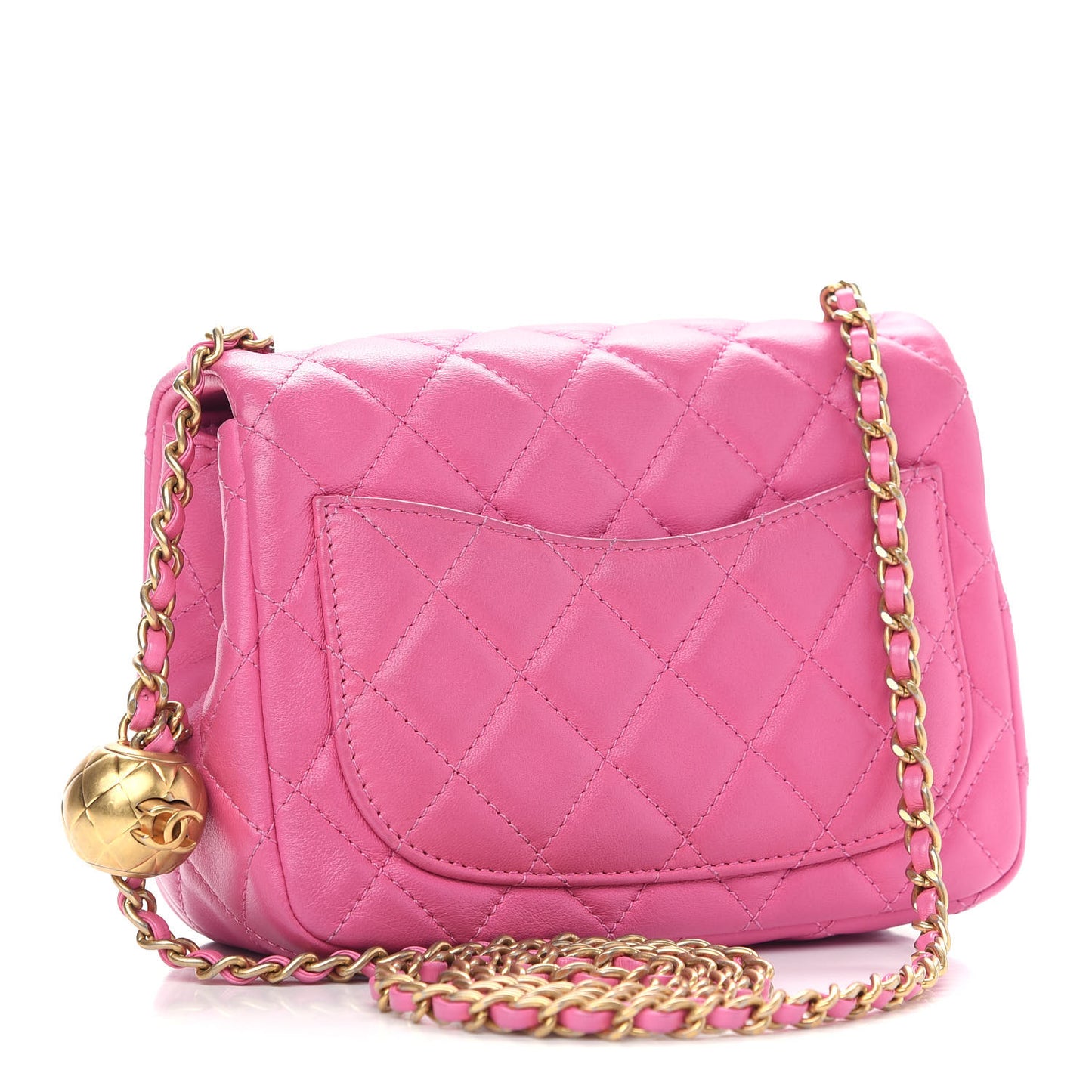Lambskin Quilted Mini Pearl Crush Flap Pink